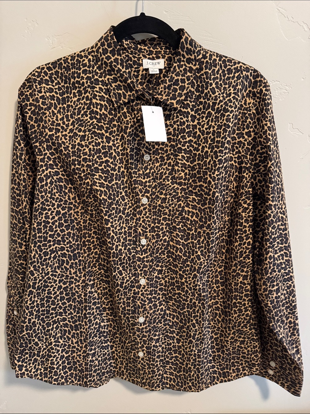 J. Crew leopard cotton button down front